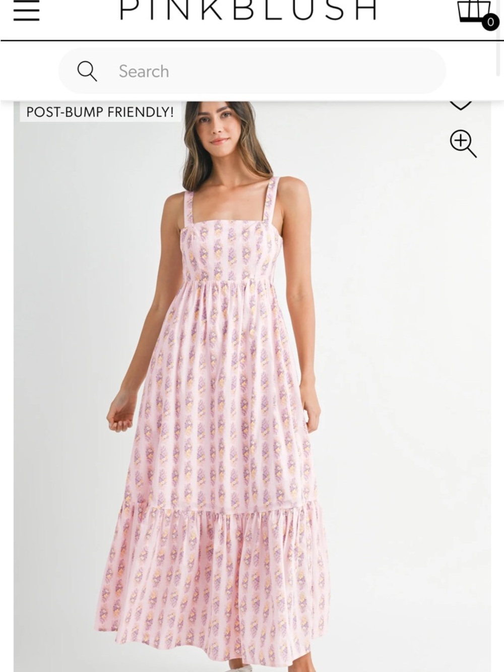 Pinkblush Light Pink Floral Maxi Dress with Square Neck and Wide Straps